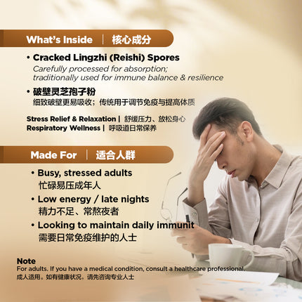 Lingzhi Cracked Spores Powder Capsules Plus (60 Capsules) 金亮牌破壁灵芝孢子粉胶囊